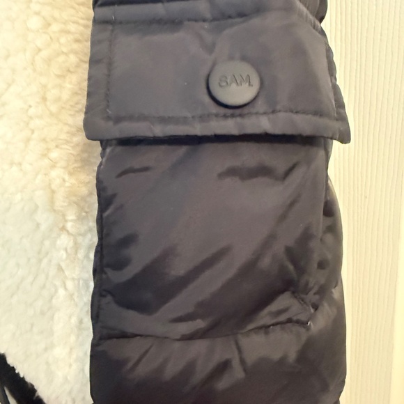 SAM. Carson Fleece Bomber Coat In Matte Black/white Sherpa - Picture 8 of 8